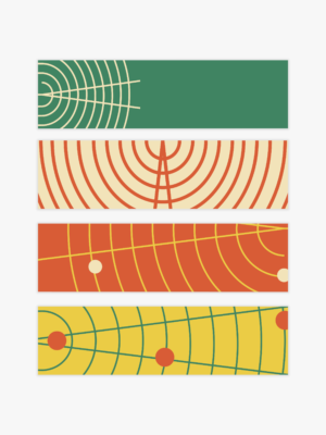 Sonar wave bookmark set with retro vintage colors